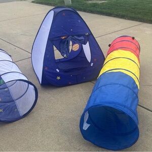 Homfu Play Tent & Tunnels Set. Indoor/Outdoor. Space Theme Design.